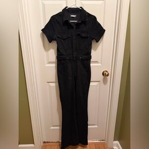Good American Black Jean Bootcut Jumpsuit